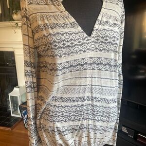 Lucky Brand Chic V-Neck Patterned Top with Flare Sleeves